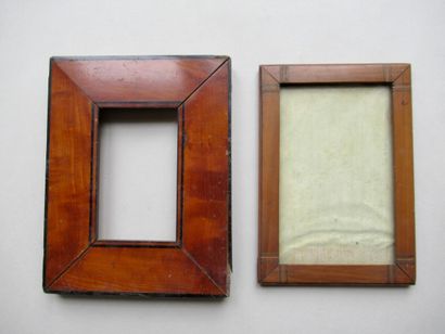 null Set of two moulded wood frames, one with flat profile mahogany veneer and ebony...