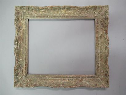 null Carved wood frame painted and patinated called "Montparnasse" with neo Louis...