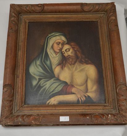 null Huile sur panneaux christ et la vierge non signé 44 x 36 cm