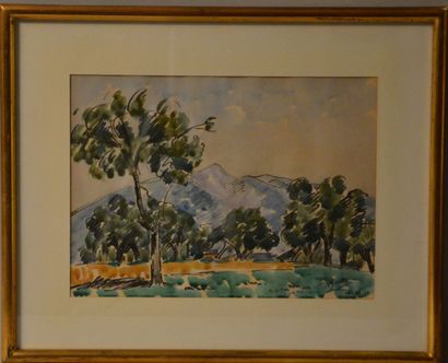 null GRILLON Roger (1881-1938) "Paysage de montagne" Aquarelle signée en bas à droite...