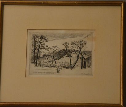 null ASSELIN Maurice ( 1882-1947) " Paysage" Eau- forte 9 x 13, 5 cm