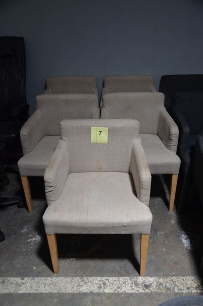 5 fauteuils tissus beige
