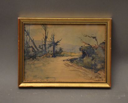 null RUY F. 

Road to Mouy (Oise)

Watercolor signed and dated lower right and dated...