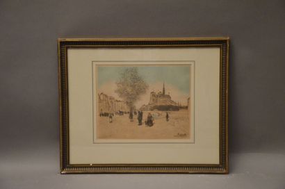  RAFFAELLI Jean-François (1850-1924) 
Animation sur le quai de la Tournelle 
Eau-forte...