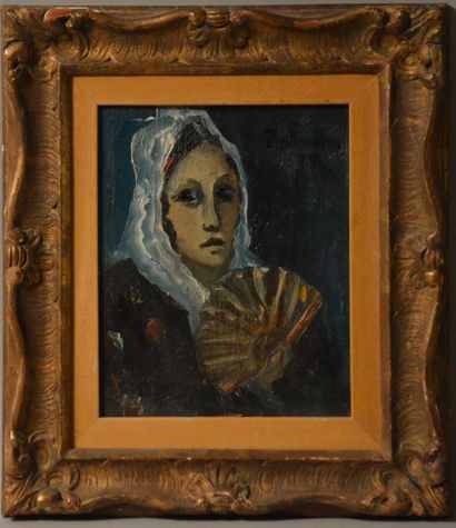 null PALMEIRO José (1903-1984) 

"Andalusian woman with a fan". 

Oil on cardboard...