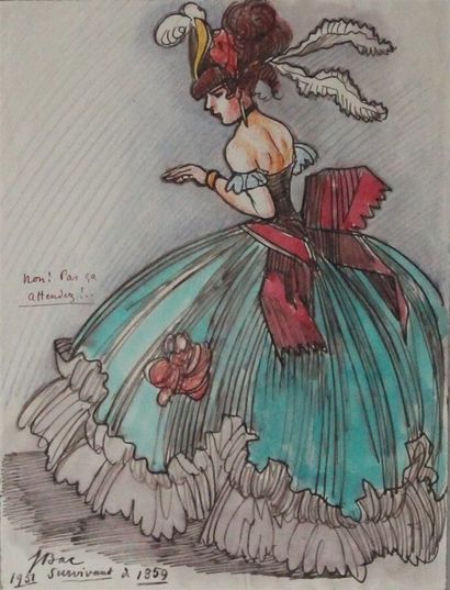  Ferdinand BAC (1859-1952) 
 
Trois dessins: 
 
" JJ Rousseau "						 
Signé en bas...