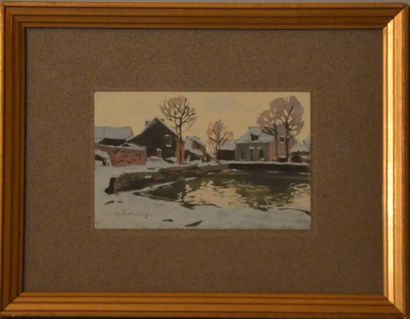 null POUSTOCHKINE Basil (1893-1973) 

"Paysage enneigé" 

Gouache signée en bas à...