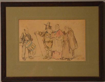 null PILLE Henri ( 1844-1897) 

"Characters of lyric theater". 

Watercolor sketch...