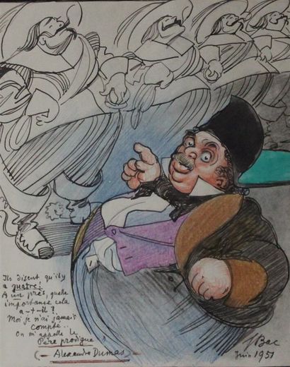  Ferdinand BAC (1859-1952) 
 
Deux dessins: 
 
Adèle Hugo						 
Signé et daté 1951...