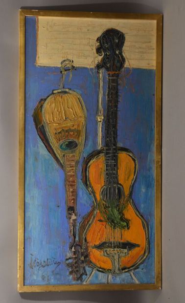 null Jeanine CAZALIERES (1909-2003)

Guitare et cithare

Huile sur toile. 

Signée...