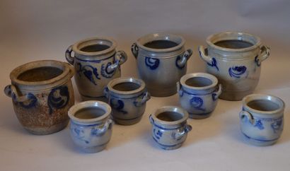 null 9 vases in enamelled Alsatian stoneware, different sizes