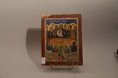 null Icone grecque " La Cène". XIXème . 31 x 24, 8 cm