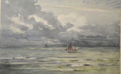 LEVERD René (1872-1938) 
Bateau en mer au...