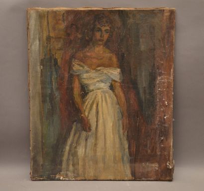null J.SIGNORET (20th century)

Portrait of a woman in a white dress

Oil on canvas.

Signed...