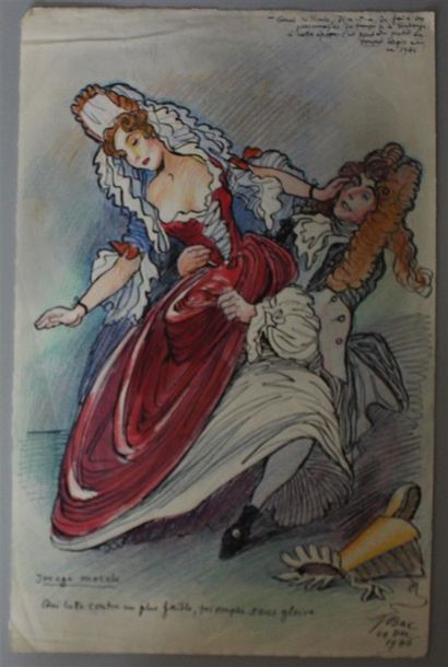  Ferdinand BAC (1859-1952) 
 
Deux dessins: 
 
" Image Morale "							 
Signé et...
