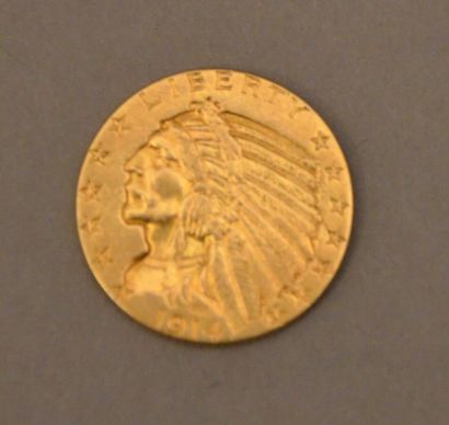 null Pièce en or de 5 dollars, tête d'indien, datée 1914.

Poids : 8,90 g