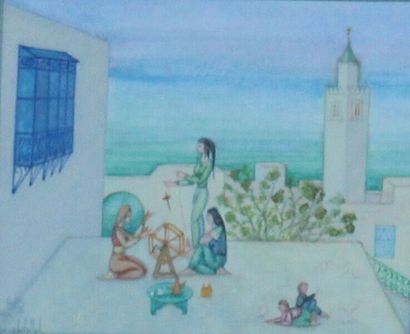 null *Jellal Ben ABDALLAH (1921-2017)

Les fileuses sur un toit en Tunisie

Gouache...
