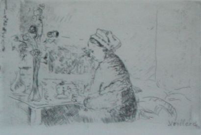  *Edouard VUILLARD (1868-1940) 
La Femme au bouquet. 
Eau-forte sur vélin. Epreuve...
