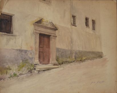 null Jules GIRARDET (1856-1938)

"Porte avec chapiteau"

aquarelle sur carton signée...