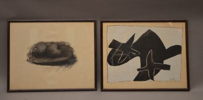  *Georges BRAQUE (1882-1963) d'après 
Espaces. 13 dessins, aquarelles lavis. 
Préface...