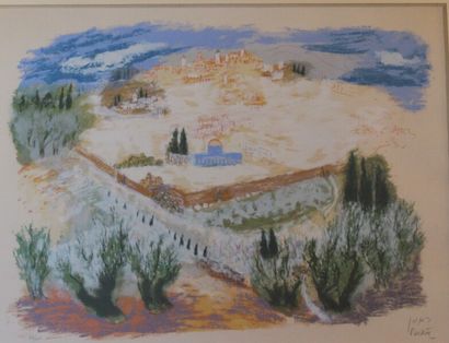 null *Reuven RUBIN (1893 - 1974)

Vue de Jérusalem.

Lithographie en couleurs signée,...