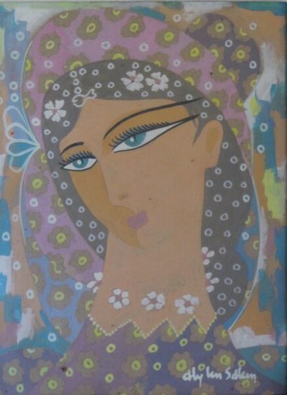 null *Ali BEN SALEM (1910-2001)

Portrait de femme à la coiffe rose

Gouache sur...