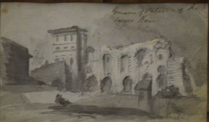  Ecole du XVIII/XIXème 
"Remains of Palace of the Caesers Rome" 
Lavis et gouache...