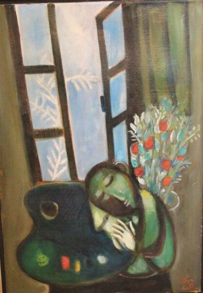 null *Liotr ROTH (1914-2002)

Peintre endormi à la palette, 1994

Huile sur toile.

Monogrammée...