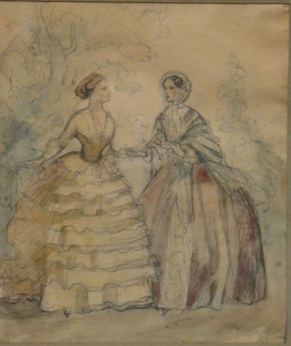 null Ecole du XIXème

"Deux élégantes en crinoline vers 1860"

Aquarelle

20, 5 x...