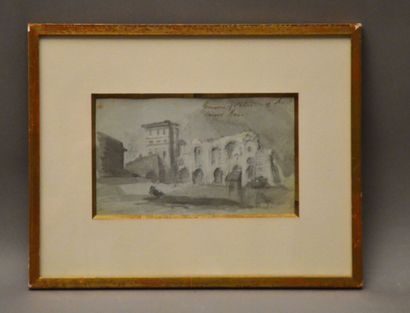  Ecole du XVIII/XIXème 
"Remains of Palace of the Caesers Rome" 
Lavis et gouache...
