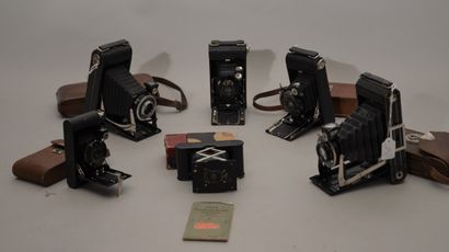 null Camera. Set of six Kodak folding cameras. Kodak 616 folding camera (case), two...