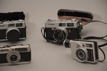 null Ensemble de six appareils photographiques divers Canon, en l'état : Canonet...
