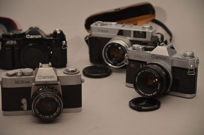 null Ensemble de six appareils photographiques divers Canon, en l'état : Canon AE-1...