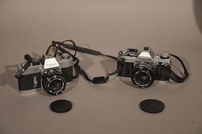 null Ensemble de deux appareils Canon : boitier Canon AE-1 avec objectif Canon FD...