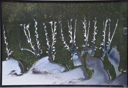 null Yann ARTHUS-BERTRAND (born 1946). Reindeer Landscape, 2000. Large framed color...