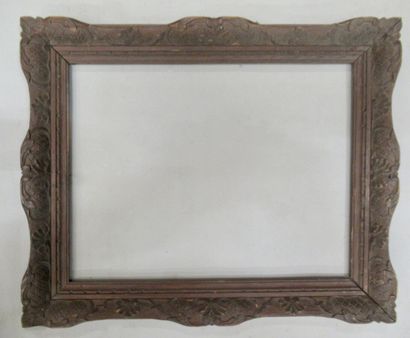 null Natural wood frame carved with neo-LouisXIV stylized decoration of friezes of...