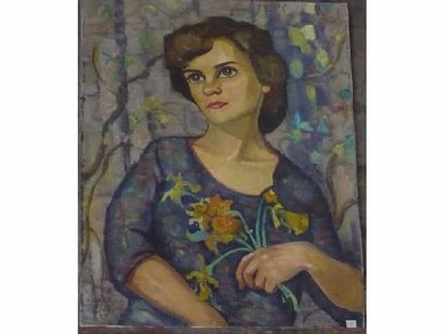 null Maurice CHAPUIS (1922 - 2010) Portrait de jeune fille Huile sur toile Signée...