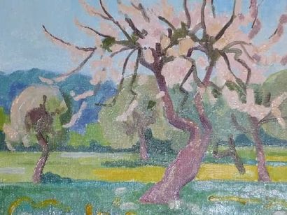 null Maurice CHAPUIS (1922 - 2010) Arbres en fleurs (environs de Sennecey) Huile...