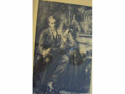 Louise HERVIEU (1878-1954) Louise HERVIEU (1878-1954) Couple enlacé Crayon noir signé...