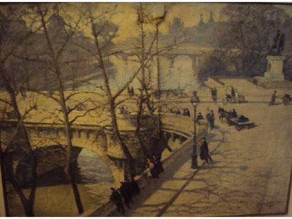 Hervé MATHE (1868 - 1953) Place du Pont Neuf...