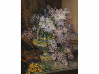 Henri LOUBAT (1855-1926) Henri LOUBAT (1855-1926) Bouquet de Lilas Huile sur toile...