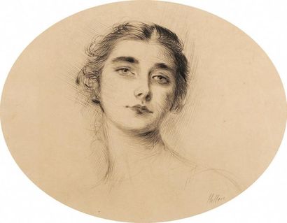 Paul César HELLEU (1859-1927) Paul César HELLEU (1859-1927) Portrait de femme Pointe...