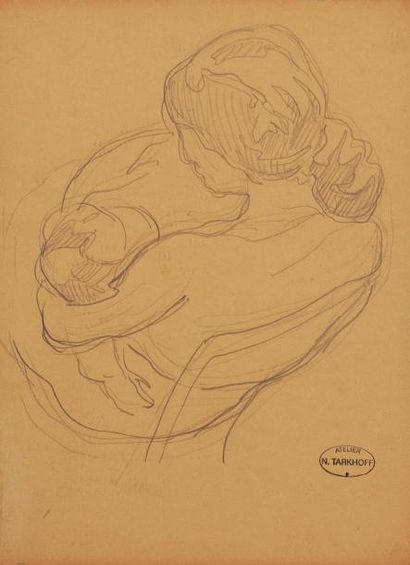 Nicolas TARKHOFF (1871-1930) Nicolas TARKHOFF (1871-1930) Maternité Fusain. 31 x...