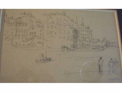 Jean DUFY (1888-1964) "Jean DUFY (1888-1964) ""Stockholm"" Crayon sur papier Cachet...