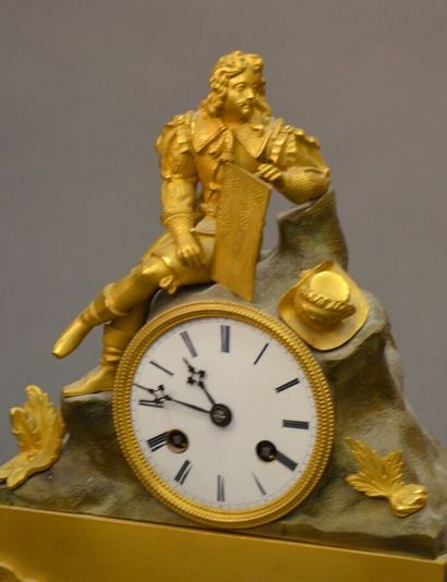 null Pendule "Troubadour", bronze doré XIXème