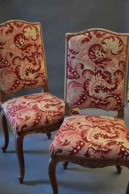 null Paire de chaises en bois naturel style Louis XV