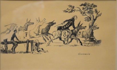 null GOURMELIN Jean (1920 - 2011)

La course des ânes " Conseil"

Encre de chine...