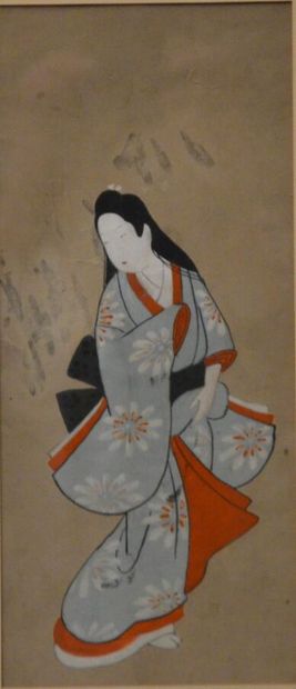 null Ecole Japonaise du XIXème
Elégante en kimono
Gouache
A vue: 29 x 12, 5 cm