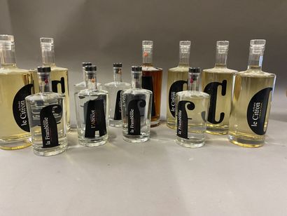 null 12 bottles : LEMON, RASPBERRY, ABRICOT ALCOHOL 50cl or 1L