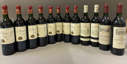 null 12 bottles : 8 bts Château Roudier 1998, 2 bts Vieux Château Lamothe 2000 and...